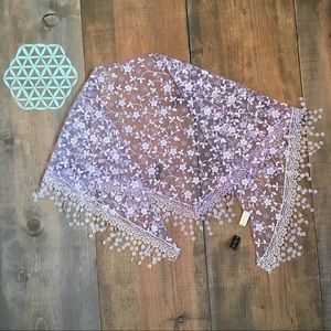 Sheer purple flowered scarf